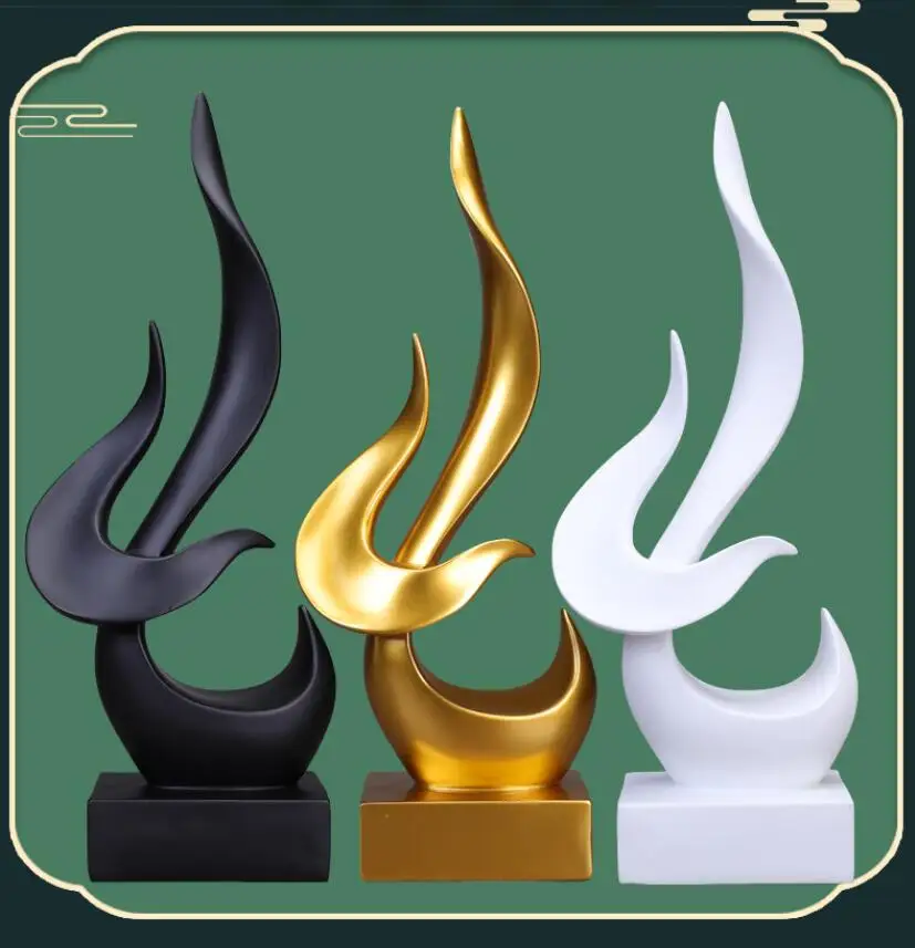 Современное черное белое Золотое пламя птица искусство из смолы кофейный столик