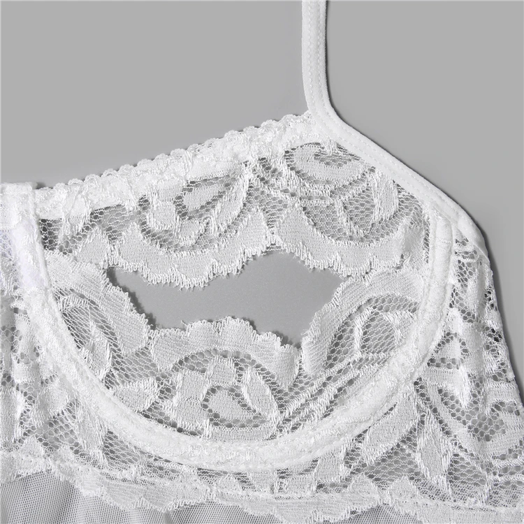 Кружевное женское сексуальное прозрачное платье-комбинация открытая прозрачная