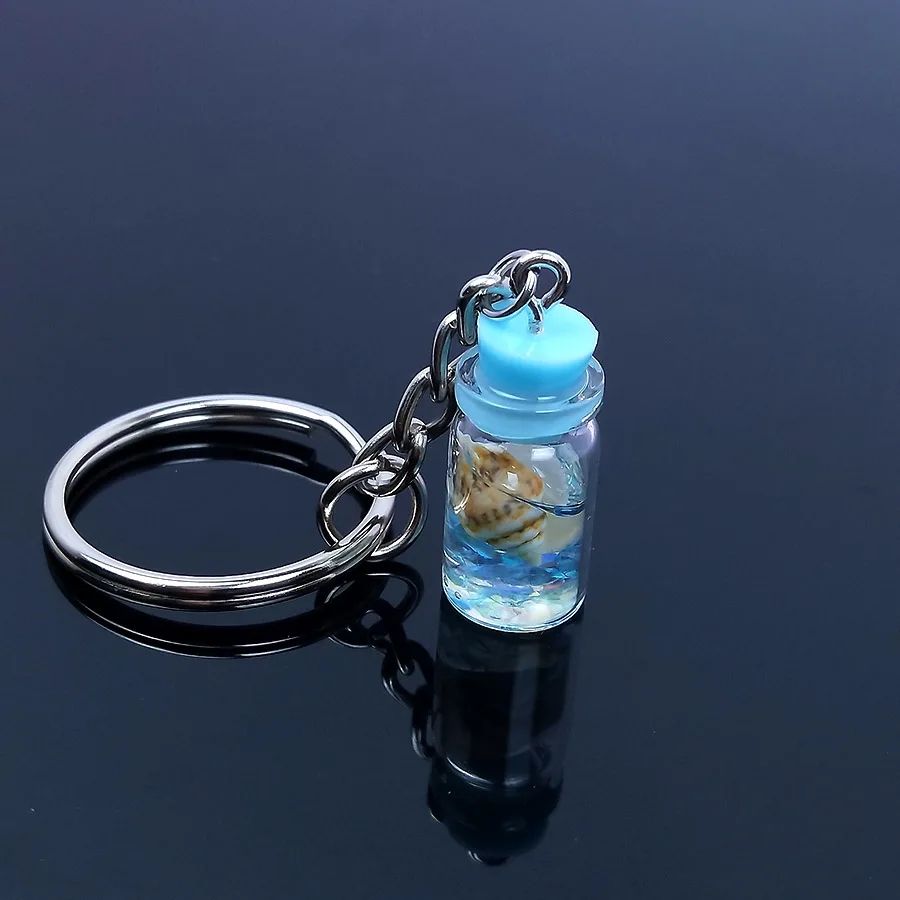 Style 1 Light blue Милый акриловый резиновый мини-брелок для ключей с раковиной и песком, брелок для ключей с бокалом для напитков, брелок для женщин и мужчин, брелок для ключей, Подарочный Брелок - Цвет: Style 1 Light blue
