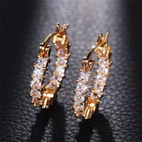 huitan luxury princess square cz hoop earrings for women brilliant wedding engagement accessories high quality chic jewelry 2021