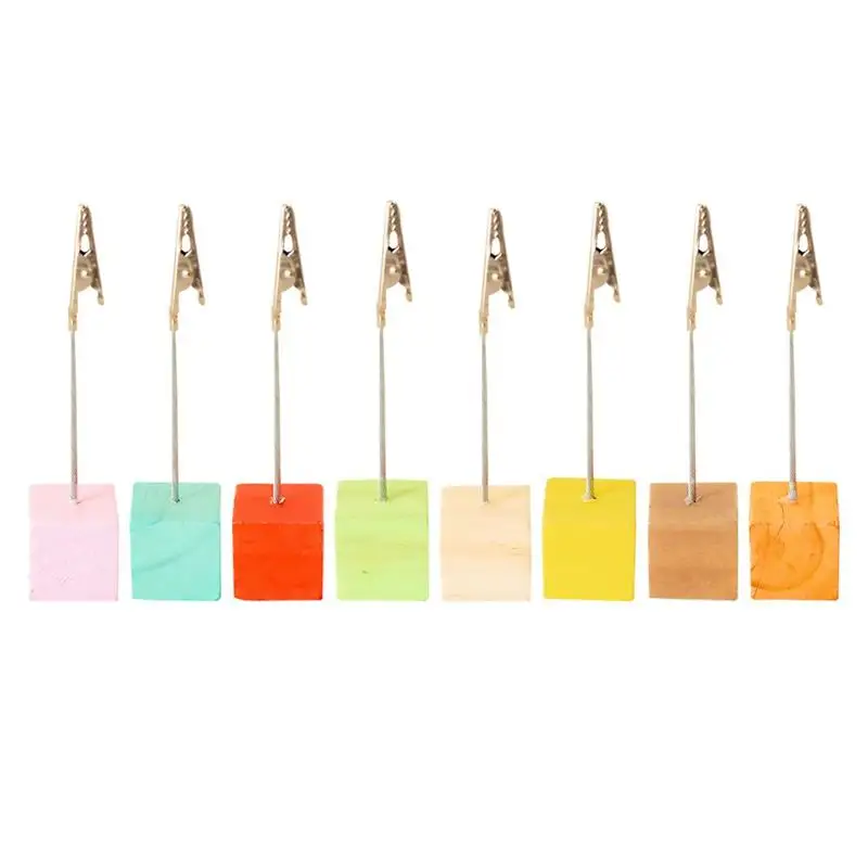 

8Pcs Colorful Square Photos Clips Note Holder Desktop Ornaments Message Folder