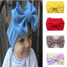 Bandeau élastique à Double couche pour filles, 7 pouces, grand Turban solide pour enfants, accessoires pour cheveux, tendance  (4)