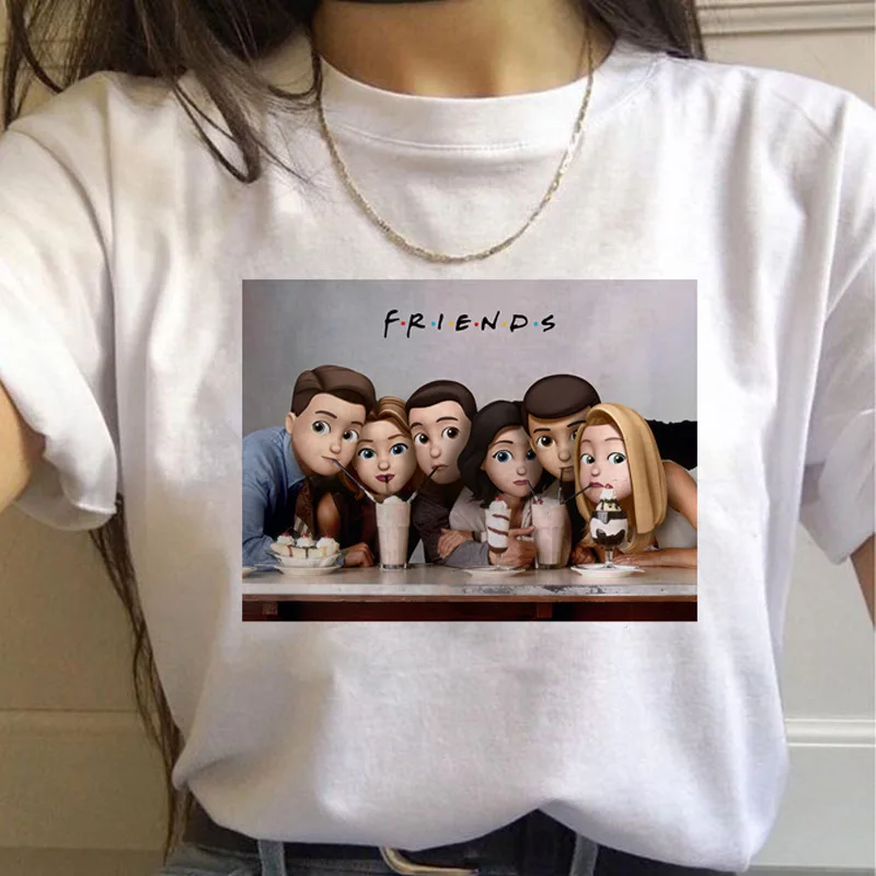 Harajuku мультфильм Графика Печать Женская футболка друг ТВ шоу Vogue 90s одежда уличные