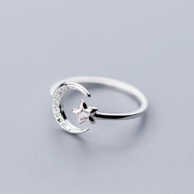 

Minimalist Zircon Moon Star Ring Charm Women's Wedding Party Exquisite Jewelry Engagement Ring Cocktail Ring Anniversary