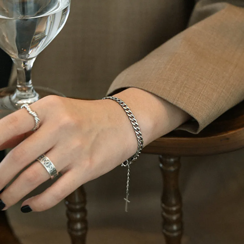 

S'STEEL Cross Bracelet For Women 925 Sterling Sliver Korean Vintage Chain Bracelets Pulsera Plata 925 Mujer Joyas Fine Jewellery