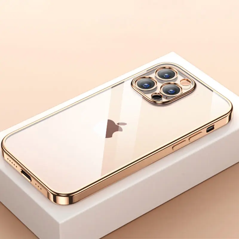 

Plating Clear Transparent Soft Case For iPhone 13 Pro Max 12 11 XR X XS Max 8 7 Plus 13Pro 14 Shockproof Ultra Thin Bumper Cover