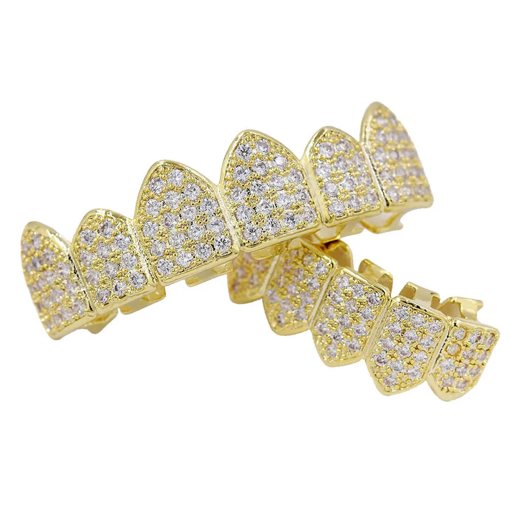 

18K Golden Plated Zircon Hip Hop Teeth Caps Lower Bottom Set