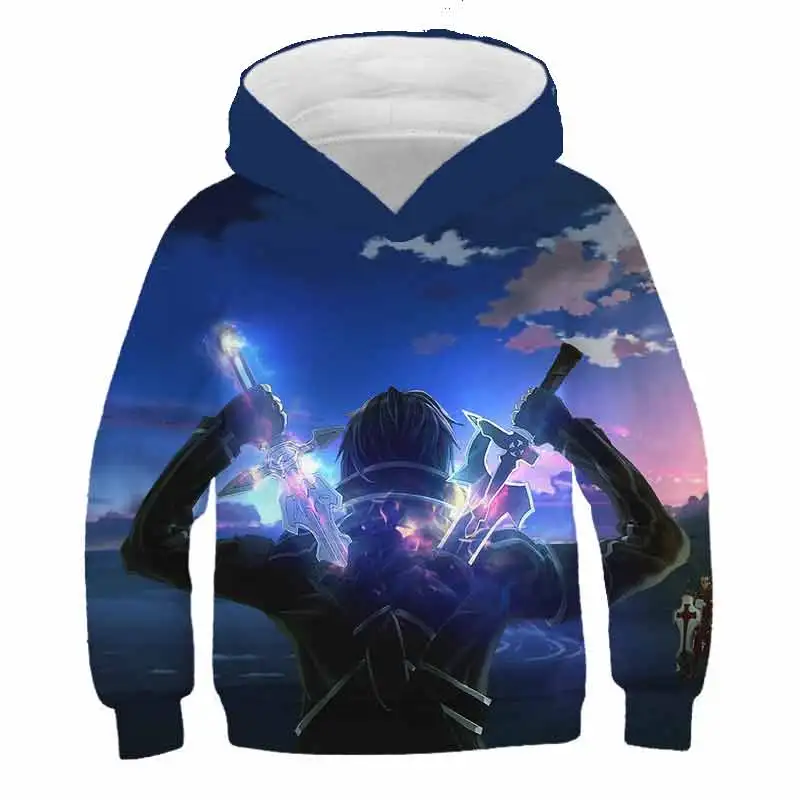 Детская толстовка с капюшоном художественный меч онлайн аниме толстовки Kirito