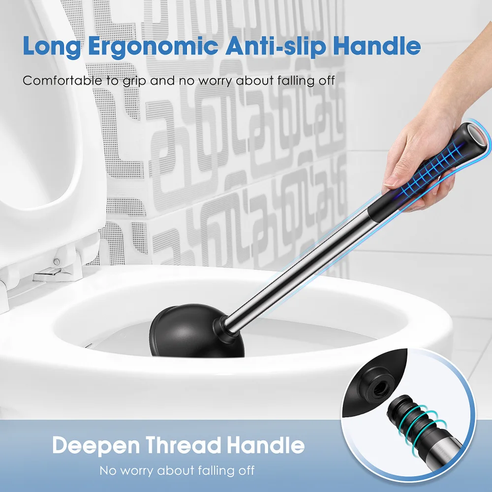 

HOMEMAXS Simple 2 in 1 Toilet Plunger and Brush Ergonomic Toilet Plunger Set Freestanding Toilet Cleaning Tools for Home Bathroo