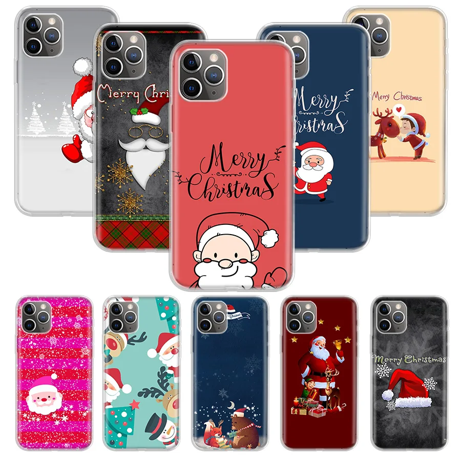 

Merry Christmas Santa Claus Case For iPhone 11 12 13 Pro Max 13 Mini XR X XS Max 7 8 6 6S Plus Silicone Back Cover Funda Capa