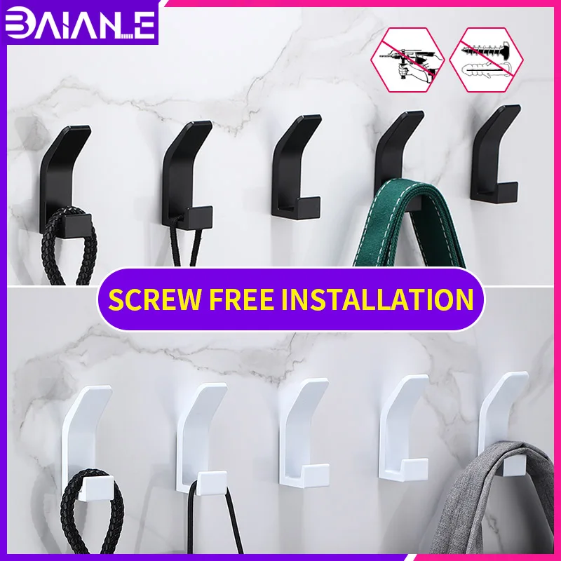 

Черный Крючок для ванной крючки для спальни настенные клеящиеся крючки магазин отверстие Бесплатная установка белое Детское пальто крючок...