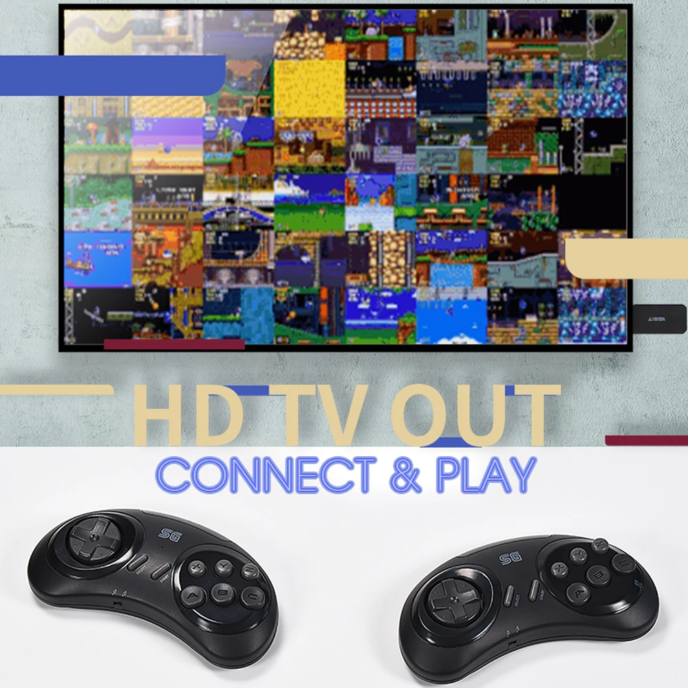 Беспроводная игровая консоль для Sega Genesis Game Stick совместимая с HDMI 900 + Поддержка игр