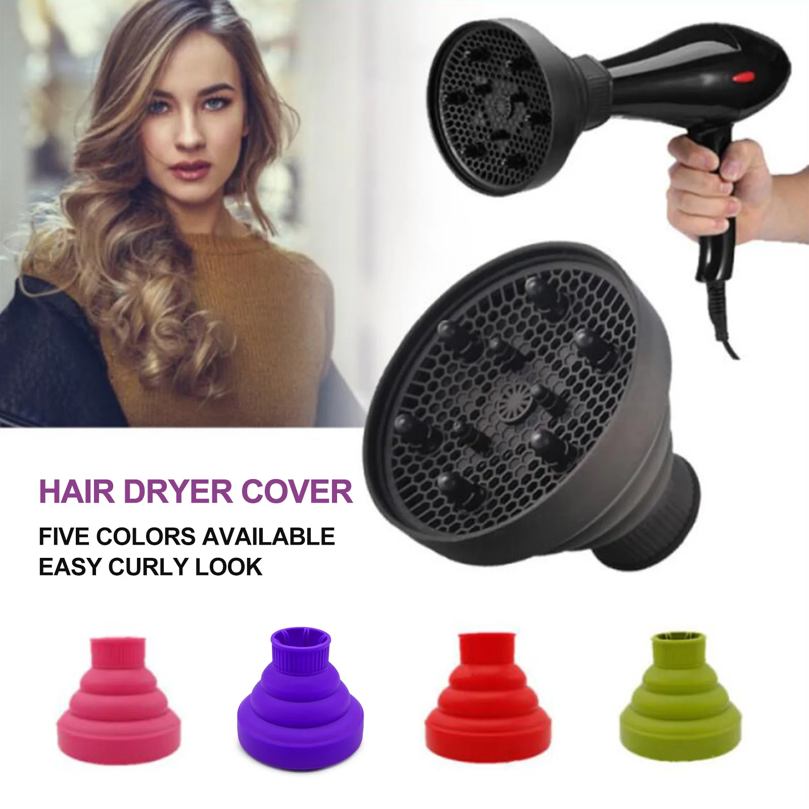 

Hairdryer Diffuser Cover High Temperature Resistant Silica Gel Collapsible Hairdryer Accessories Hairdressing Salon Tools