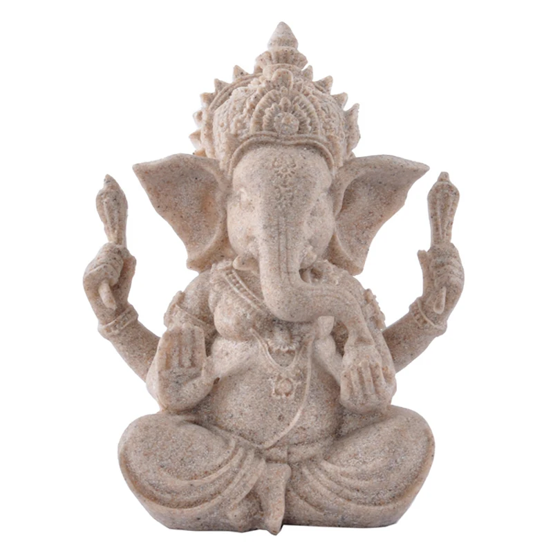 

Vintage Art Home Decorative Sand Stone Hand Carved Elephant Sculpture Figurine Feng Shui Decors