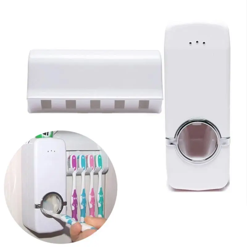 

Automatic Toothpaste Dispenser 2pcs/Lset Holder Toothbrush Auto +5 Stand*Bathroom Products*Useful*Fashion*New Squeezer Set Rack