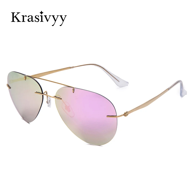 Женские солнцезащитные очки авиаторы Krasivyy классические винтажные из 100% титана с