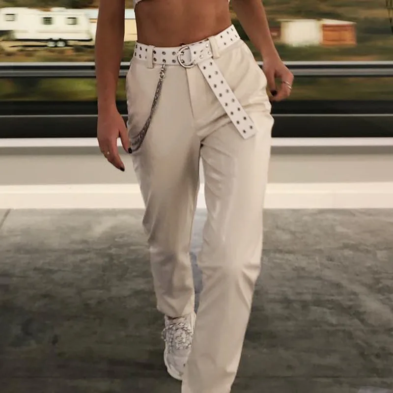 Горячая Распродажа осенние и зимние новые женские брюки прямые брюки из искусственной кожи модные однотонные брюки уличная одежда