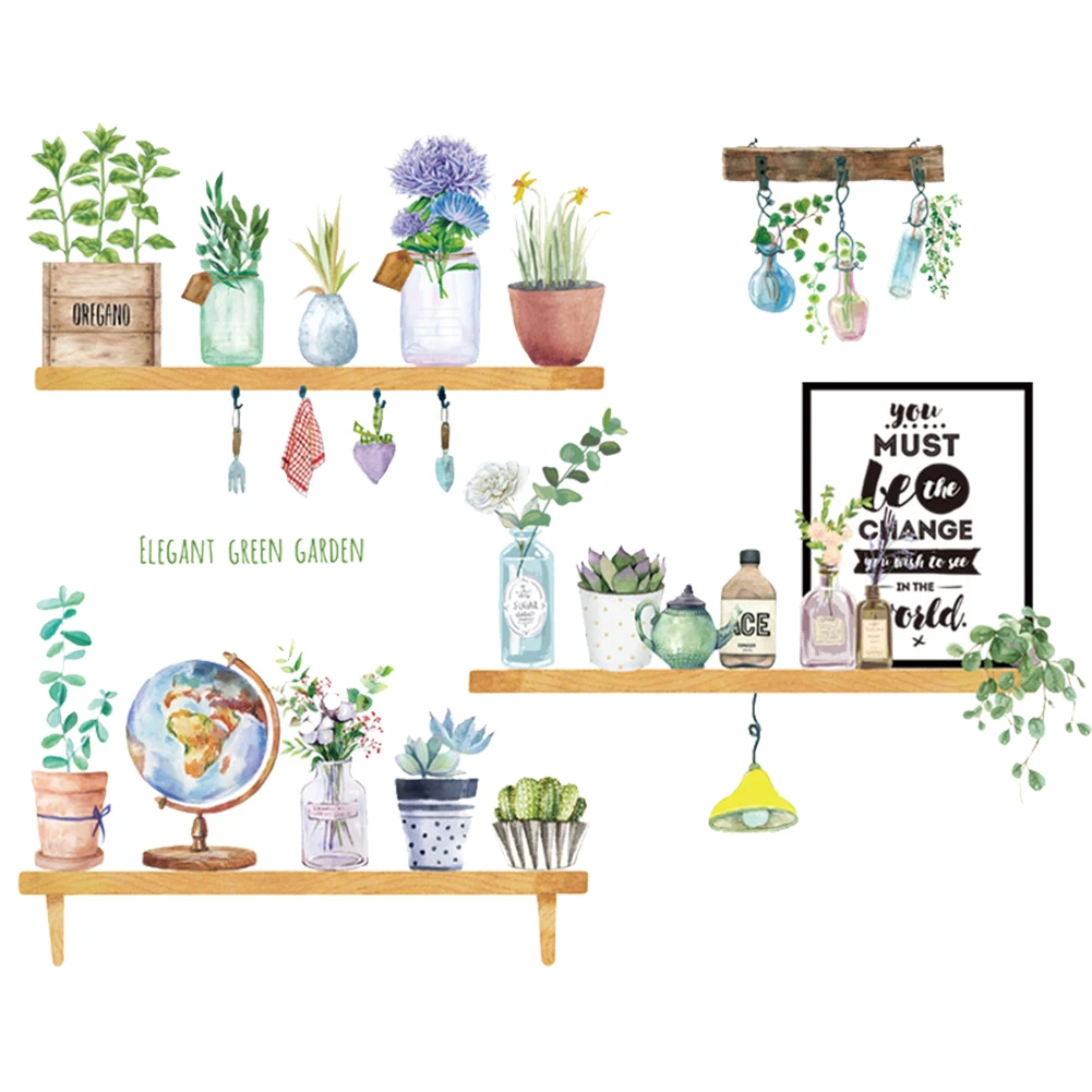 

Наклейки из искусственной кожи, водостойкие, ПВХ, плакат «сделай сам», зеленые растения, съемные наклейки на стену, 30x90 см