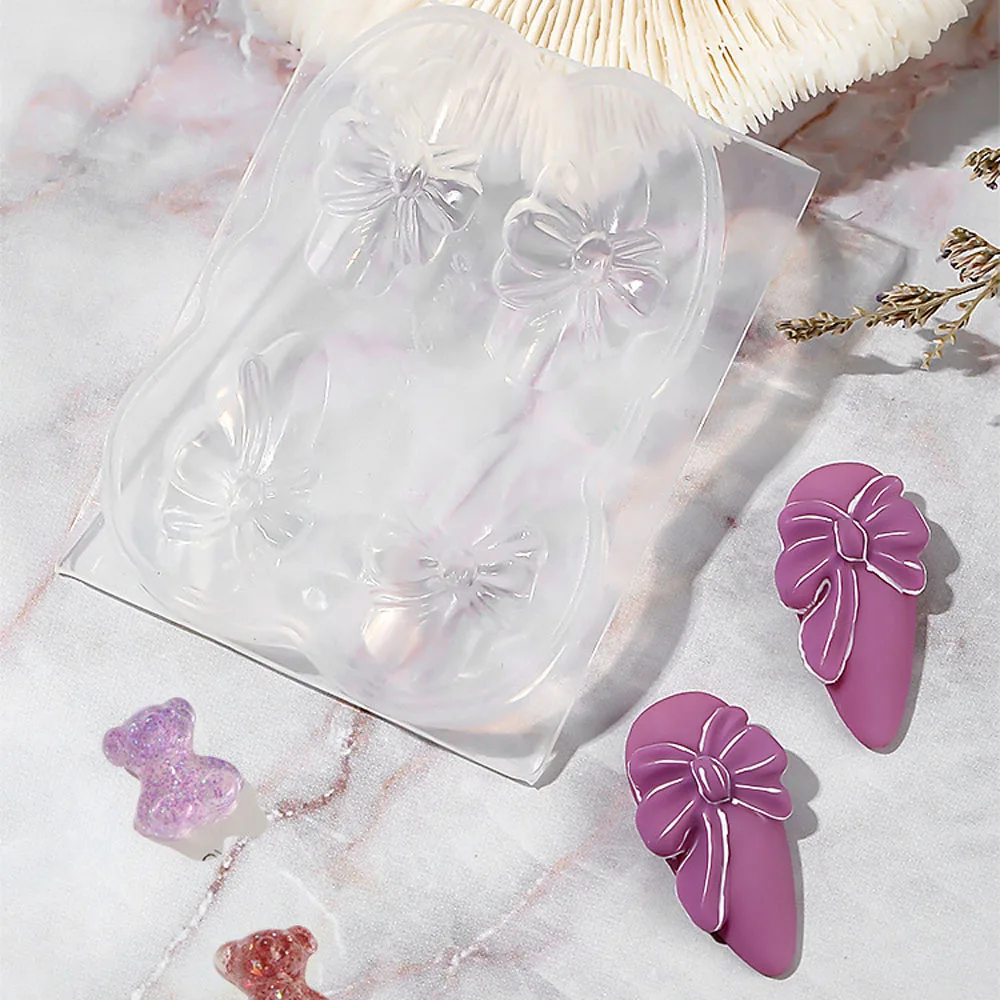 Силиконовые ногтей резьба пресс-форм 3D медведя бабочки пресс-форма пластины для