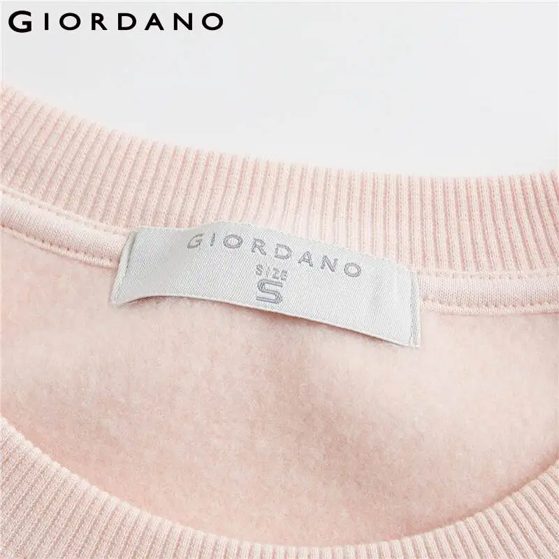 

Giordano Women Sweatshirts Plain Fleece Lined Round Neck Sweatshirt Soild Ribbed Cuffs And Hem Sudadera Mujer 05320624
