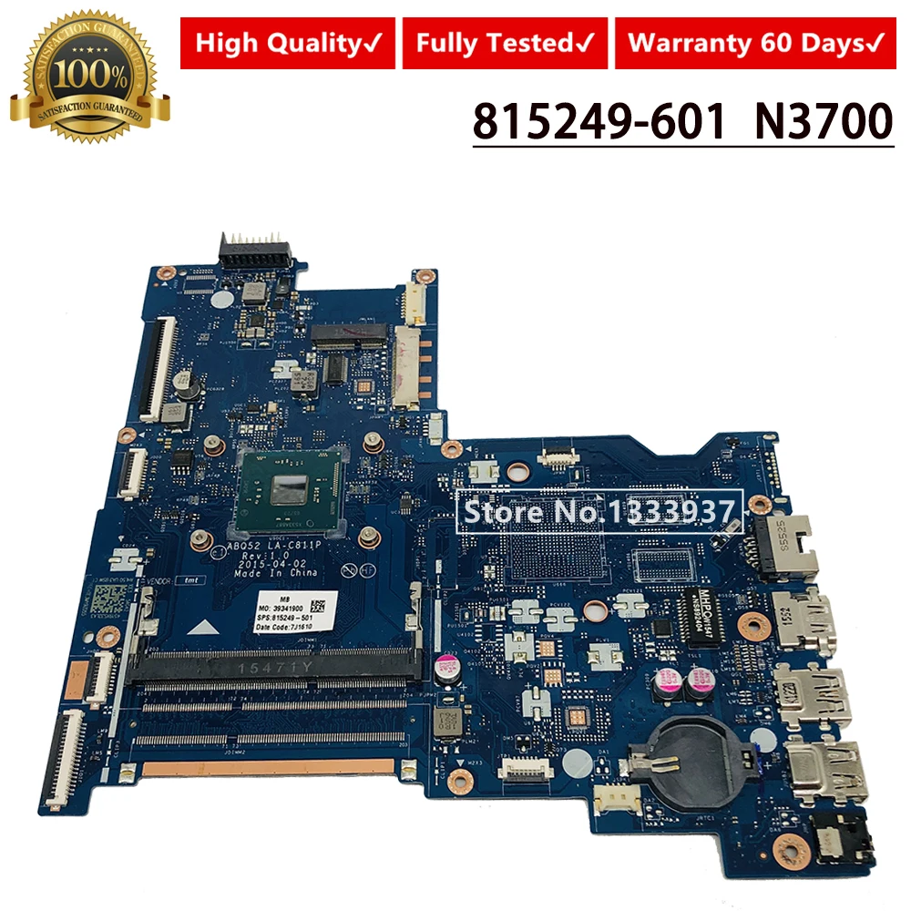 Материнская плата ABQ52 LA C811P для hp 15 ac 250 G4 ноутбука SR29E N3700 815249 001 601 501 карты|Платы
