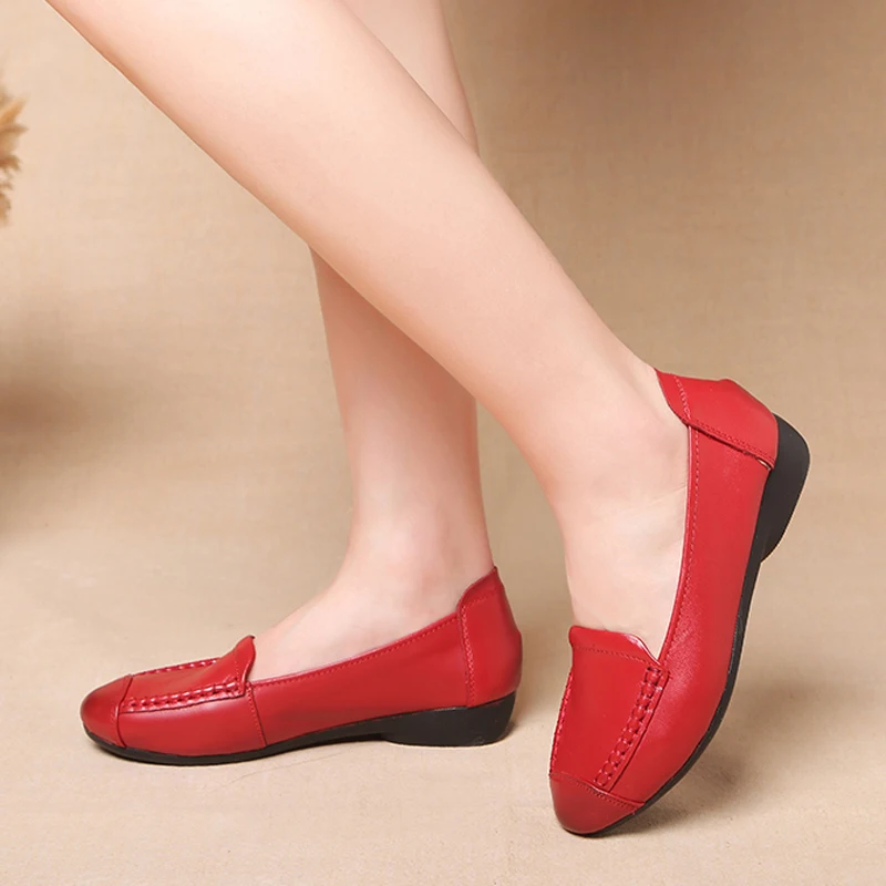 

Four Seasons Genuine Leather Women Flat Shoes Casual Women Flats Loafers Comfortable Work Shoes Woman XKD8039