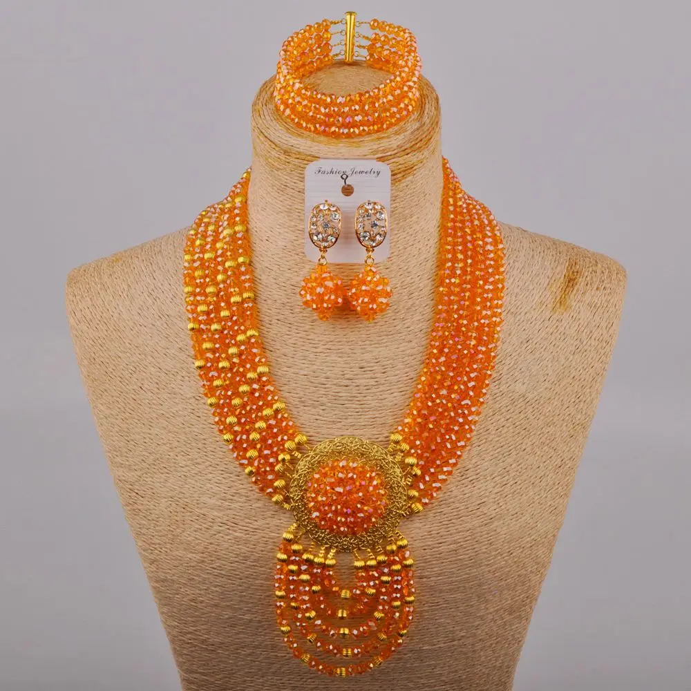 

Bling Bling Orange AB African Beads Jewelry Set