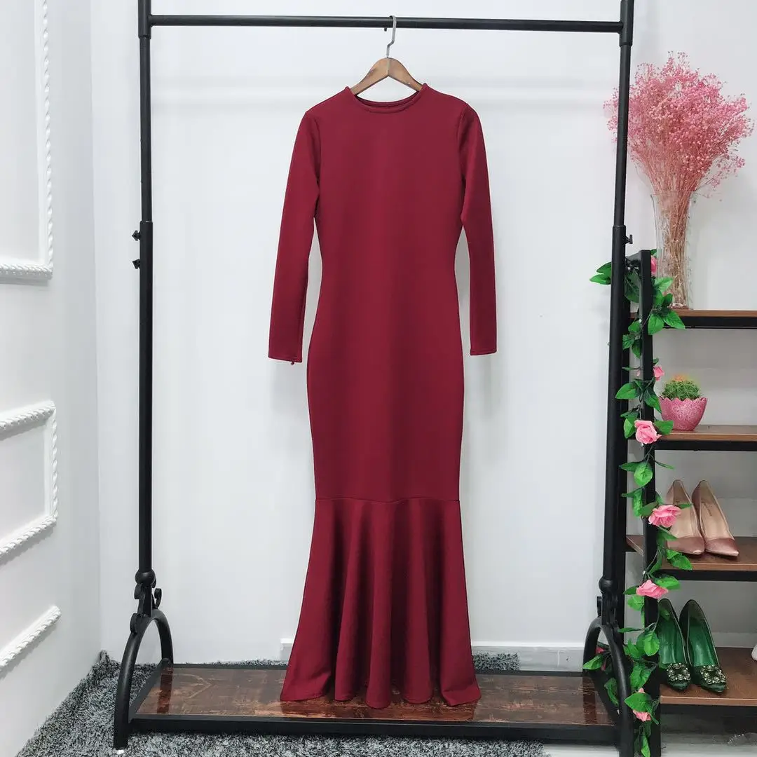 2019 Muslim Dubai Turkish Style Fashion Fishtail Dress Slim Abayas Long Sleeve Islamic Clothing For Women | Тематическая одежда и
