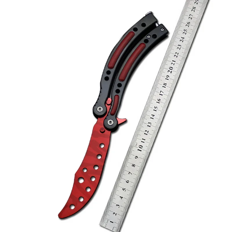 Красочный игровой нож Balisong тренировочный карманный CS GO Karambit тусклый без края с