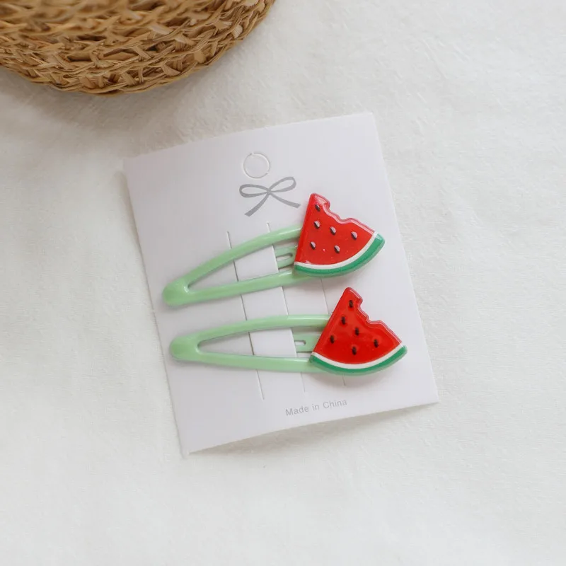 4 BB watermelon 2 шт./лот, модные аксессуары и клипсы для волос для девочек, детские Мультяшные овощные заколки для волос с фруктами, Детские имитирующие фруктовые заколки - Цвет: 4 BB watermelon