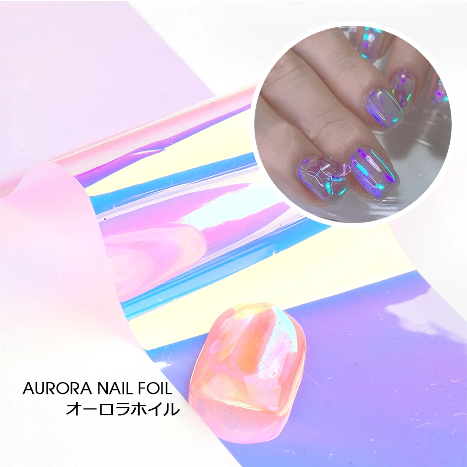 8pcs Aurora Irridescent Foil for Nails Broken Glass Ice Cube Design Luxury Nail Sticker Transfer Set Manicure GL1900-2 | Красота и