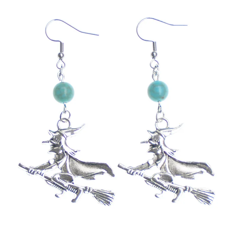 Подвески бирюзовые серьги-подвески в виде ведьмы Besom сплав сделай сам