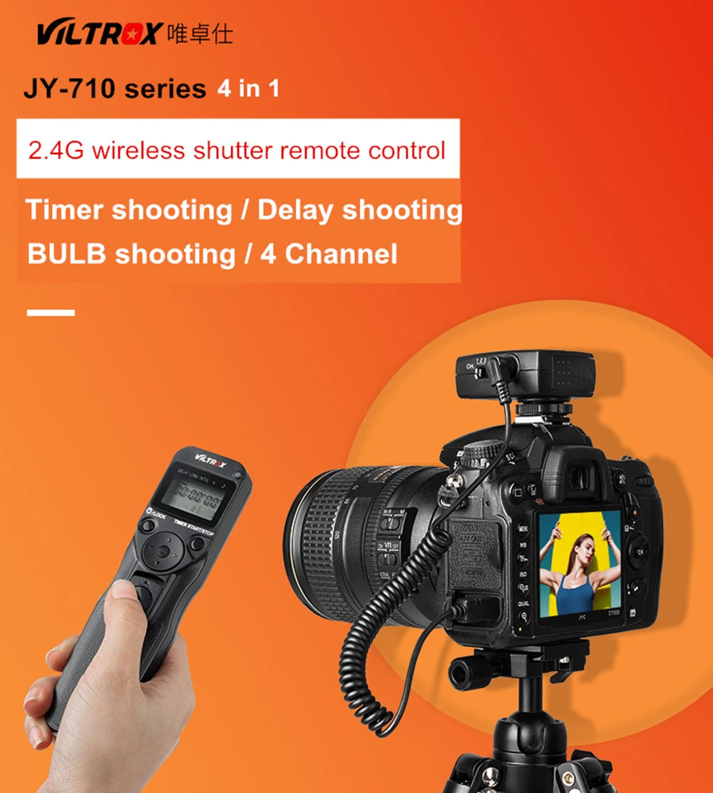 Viltrox JY-710-C1 камера беспроводной Таймер дистанционного спуска затвора для Canon 90D 77D 800D 750D 650D 1500D 1300D EOS R EOS RP M5 M6II