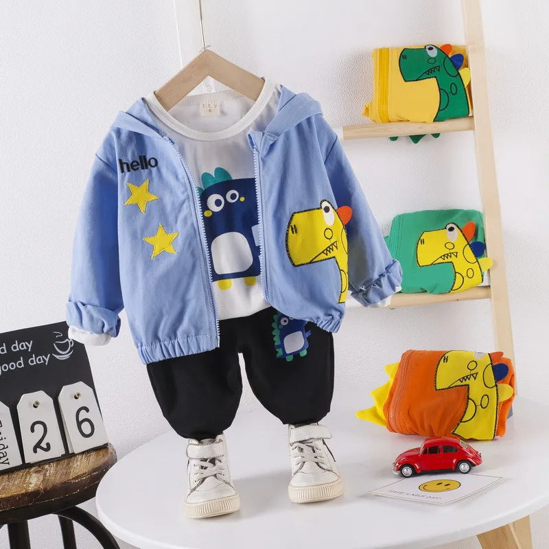 

Baby Boys Clothes 3PCS Set Autumn Toddler Kids Long Sleved T-shirt Tops + Hooded Clothes Pants Children Girl Clothing Set