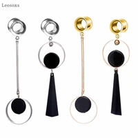 leosoxs 2pcs korean version of personalized asymmetric earrings circle long ear piercing jewelry