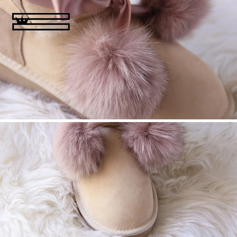 SHUANGGUN Free shipping! New Brand Natural Sheepskin Leather snow boots for women Real Wool inside lady winter warm Boots