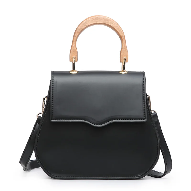 

Fashion Luxury Wooden Top-handle Handbags Women Shoulder Bags Pu Leather Lady Handbags