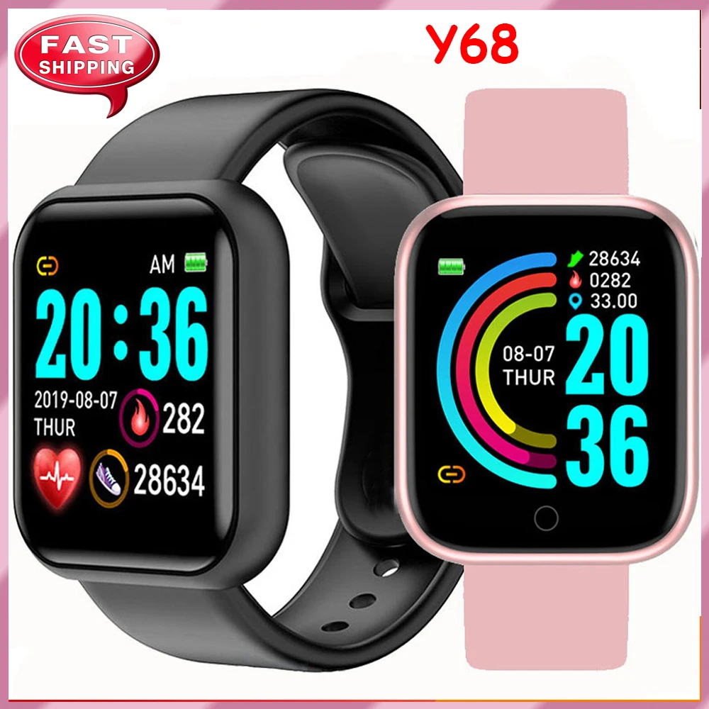 

2021 Y68 SmartWatches Waterproof Bluetooth Watch Men Blood Pressure Fitness Tracker Heart Rate Monitor SmartBand For IOS Android