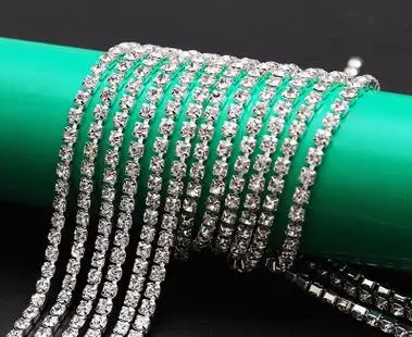 

1M Rhinestone Chain Trim Silver Diamante Crystal Glass Wedding Decor 2.8mm