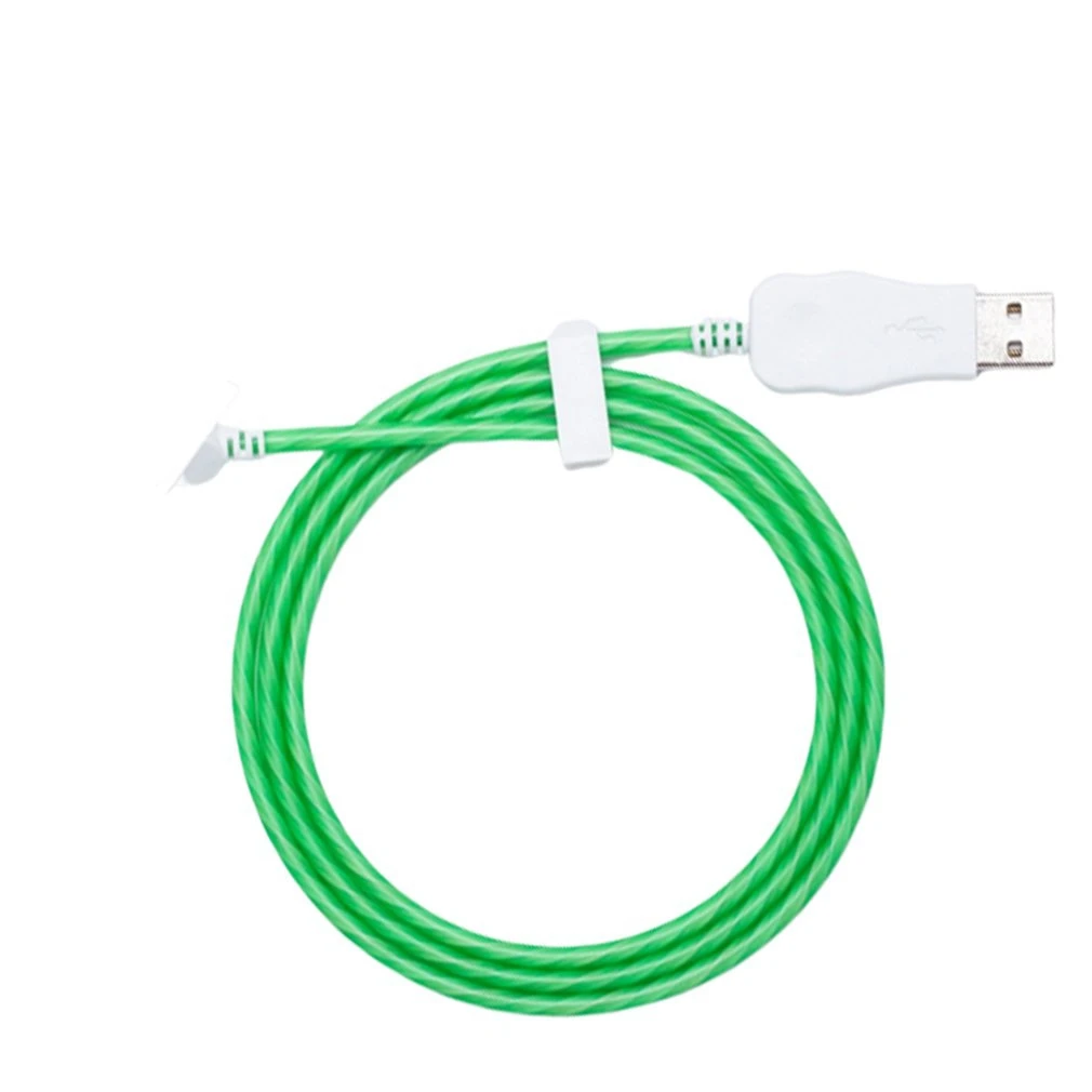 Green Цветной стример кабель для передачи данных для iPhone для type-c для Android светодиодный кабель зарядного устройства потока данных USB светящийся провод шнур кабель данных - Цвет: Green