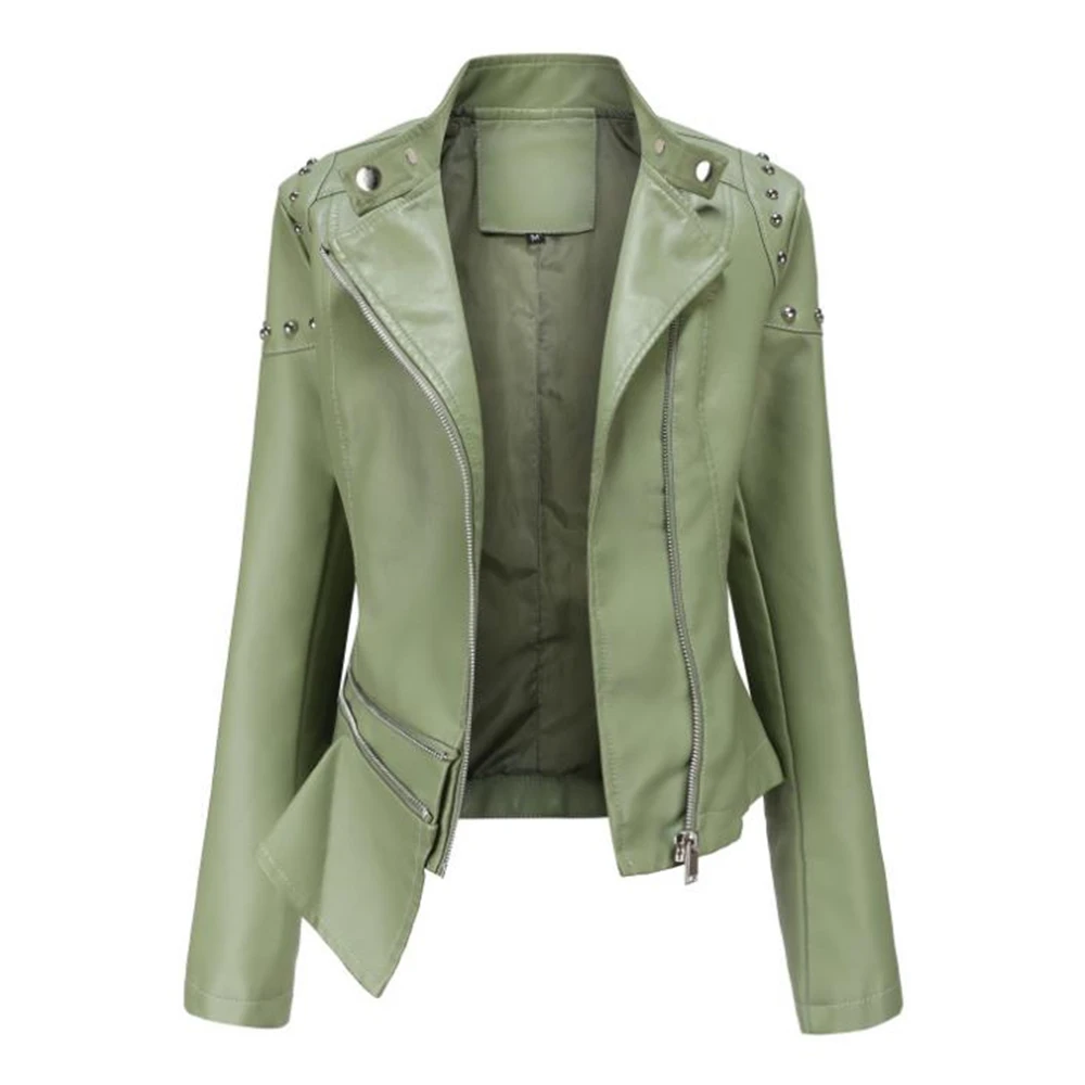 Spring Autumn Women Faux Leather Jacket Ladies Solid Pu Overcoat Zipper Biker Coat Female Casual Leather Outwear 3XL Waterproor