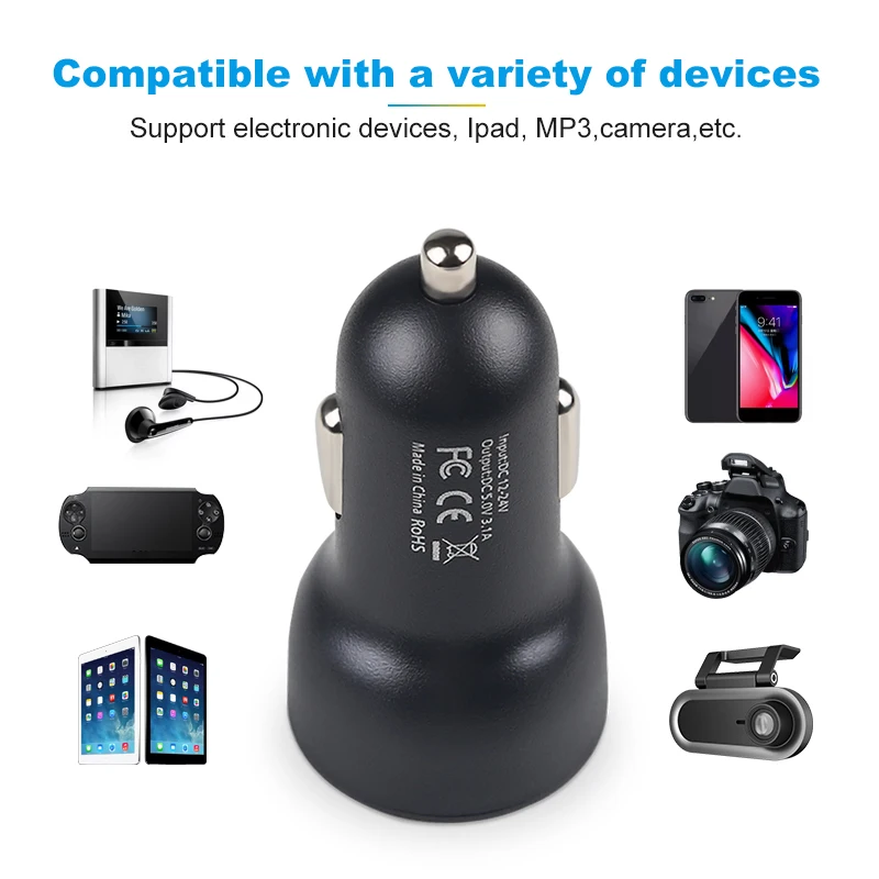 Универсальное автомобильное зарядное устройство с 2 USB портами 3 1 А 5 В| |