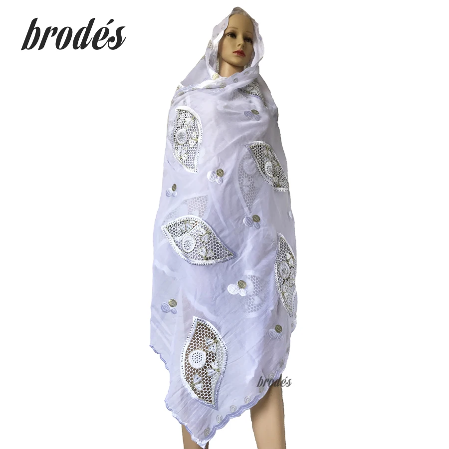 Высококачественные африканские женские шарфы мусульманская вышивка мягкий