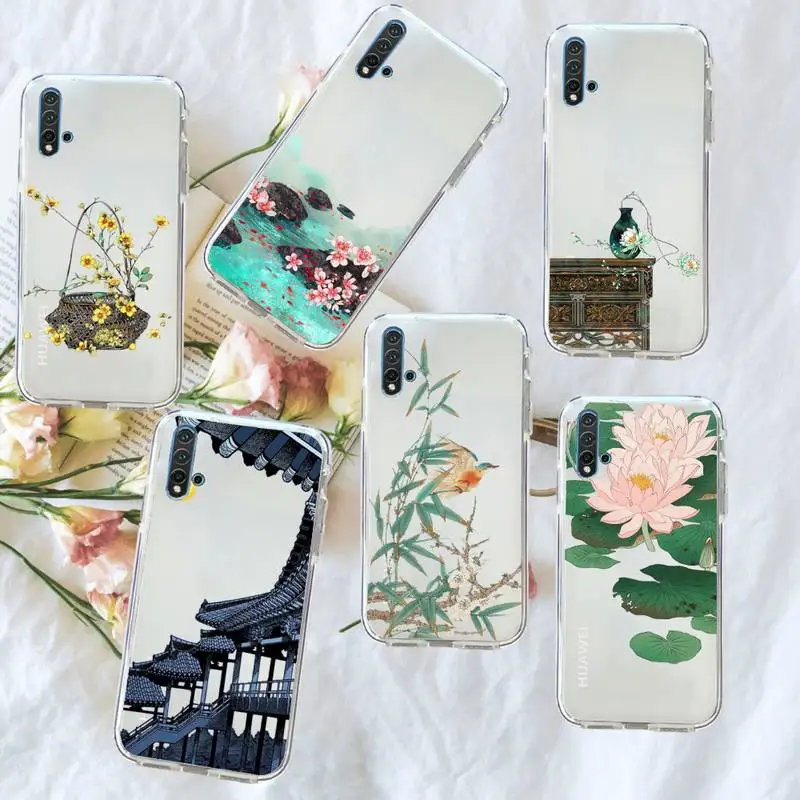

Chinese Style Ancient poems Phone Case Transparent for Huawei honor P mate 40 20 30 10 50 i 9 x mate pro lite 8a