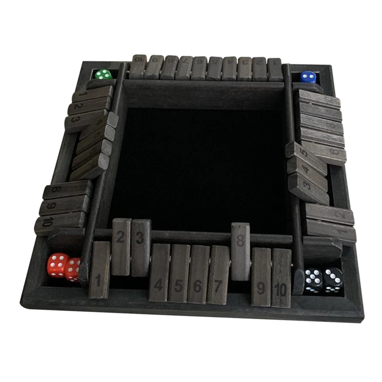 

Deluxe 4 Sided 1-10 Numbers Shut the Box Dice for Adults Gaming Table Games