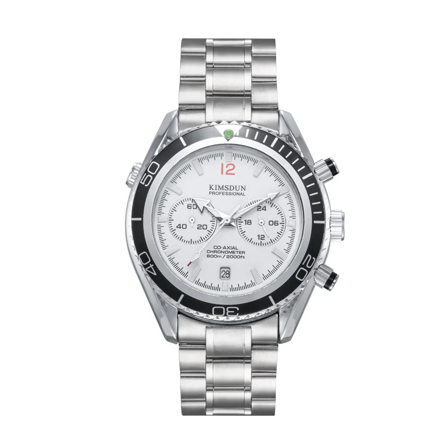 Men's luxury brand KIMSDUN sports and leisure fashion Chronograph quartz watch stainless steel strap clock Relogio | Наручные часы