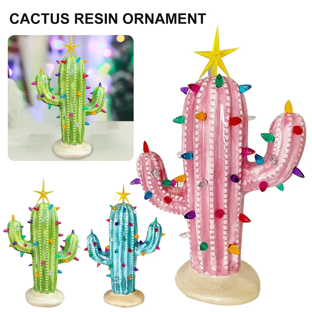 

Кактус, полимерное украшение светильник кой, пустынное растение, Рождественское украшение, садовая художественная статуя, Домашний Настол...