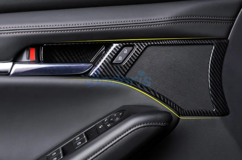 

For Mazda 3 M3 Axela 2020 Interior Carbon Fiber Look Door Handle Bowl Insert Trim Grab Holder Protector Auto Car Accessories