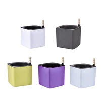 imitation leather square plastic self watering flower pot home office desk flower pot green plants self watering system
