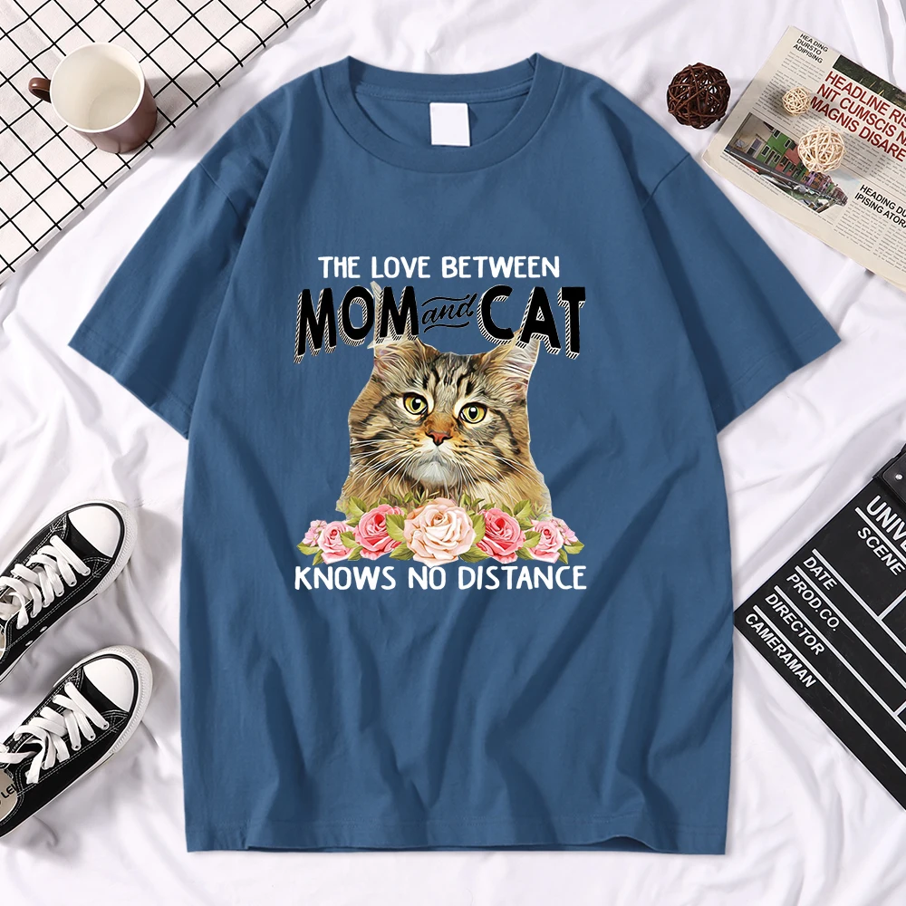 

Футболка мужская с принтом «любовь между мамой и кошкой», винтажная Повседневная простая дышащая рубашка с коротким рукавом, большие разме...